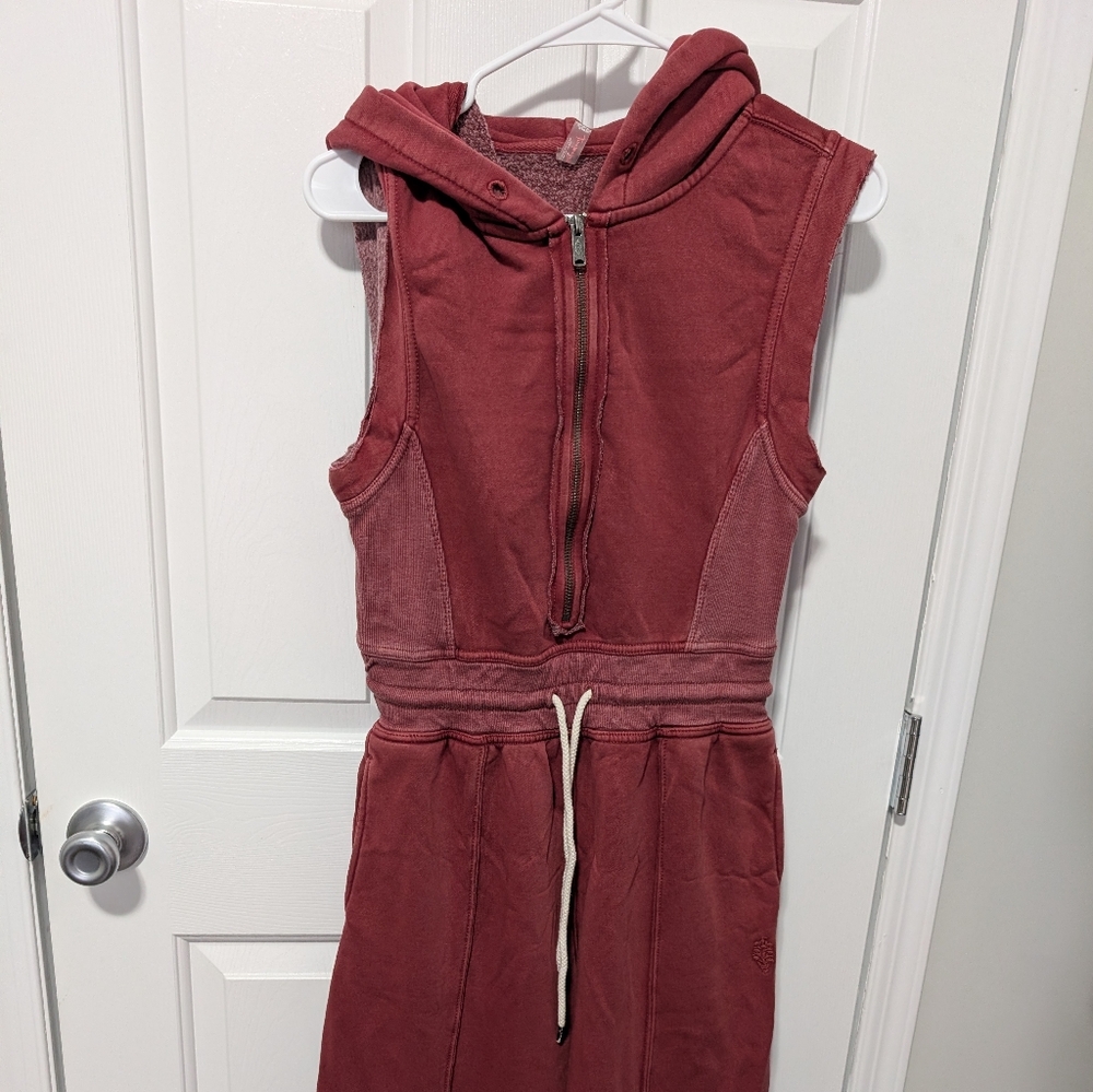 Free People Movement Maroon Zip-Up Hoodie